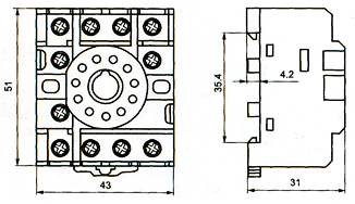 Socket for Timer & Relay PF-113A-E drawing