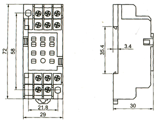 Socket for Timer & Relay PYF-11A-E drawing