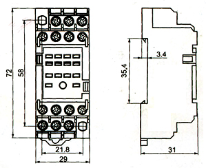 Socket for Timer & Relay PYF-14A-E drawing